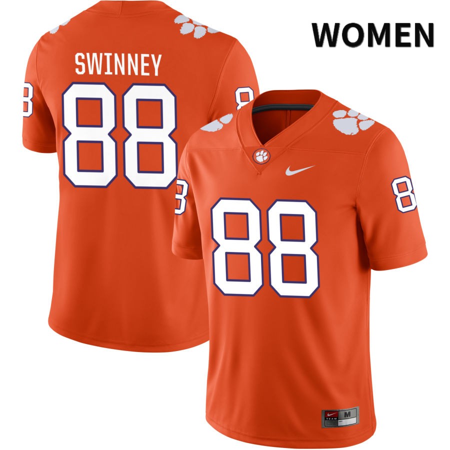 Women's Clemson Tigers Clay Swinney #88 College Orange NIL 2022 NCAA Authentic Jersey Anti-slip YZI84N7N